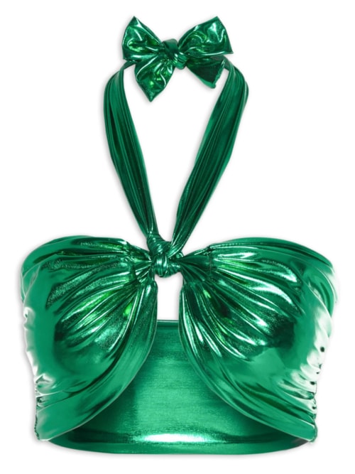 Top Carnaval Amarração Malha Metálica - Verde