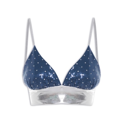 Top Carnaval Cropped Paetê - Azul