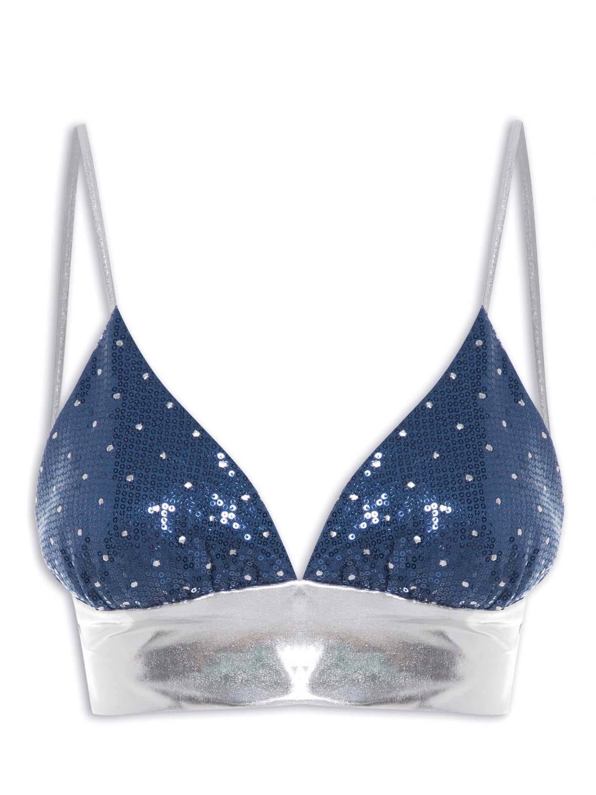 Top Carnaval Cropped Paetê - Azul