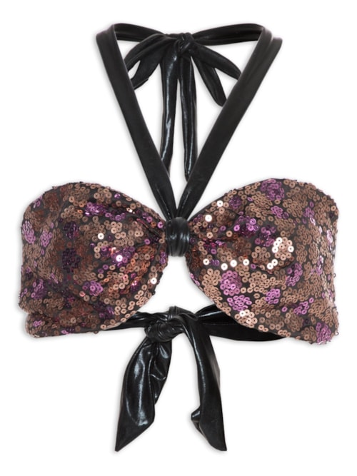 Top Carnaval Tomara Que Caia Paetê - Rosa