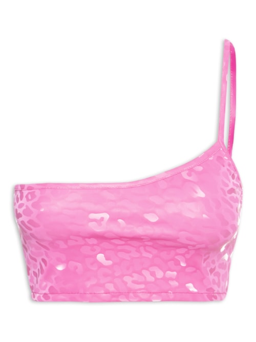 Top Carnaval Um Ombro Só Animal Print - Rosa