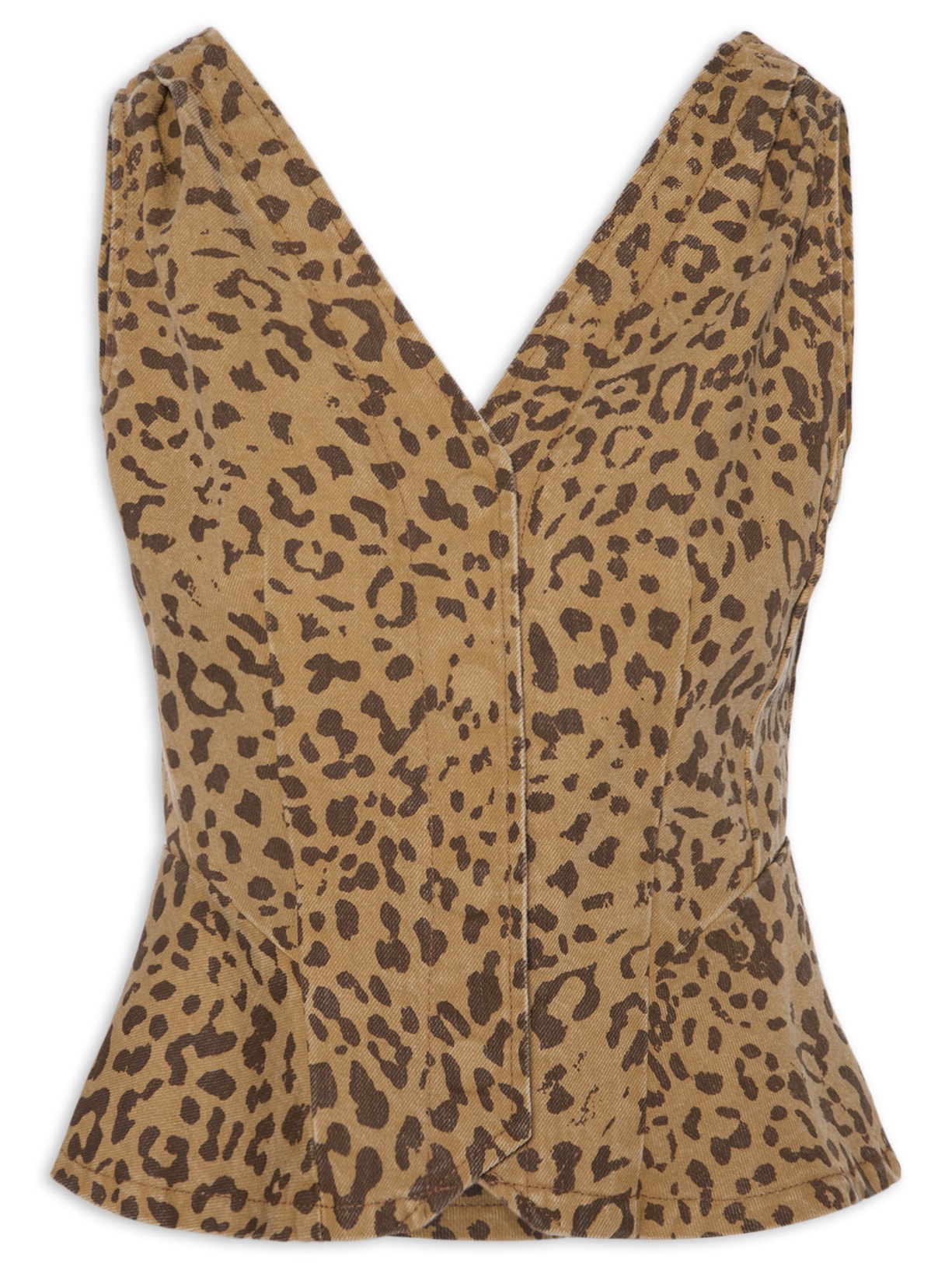 Top Colete De Sarja Marrom Animale Jeans