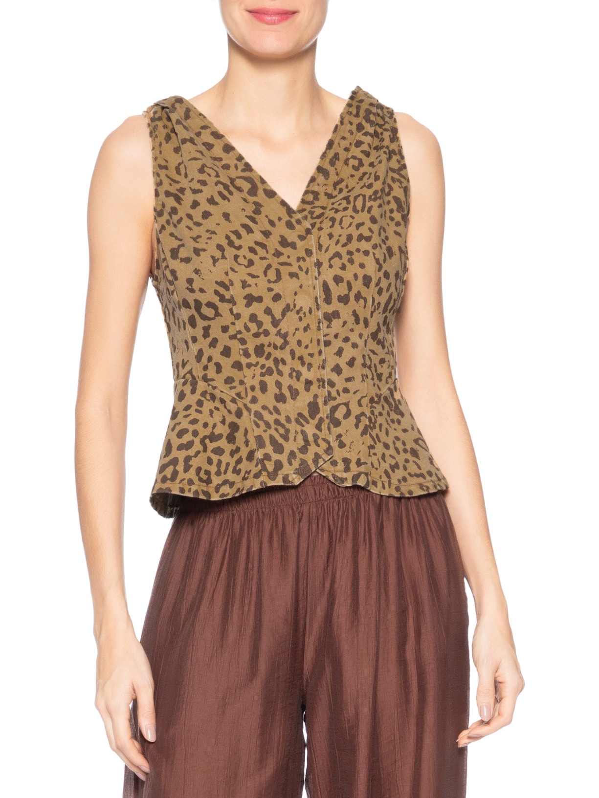 Top Colete De Sarja Marrom Animale Jeans