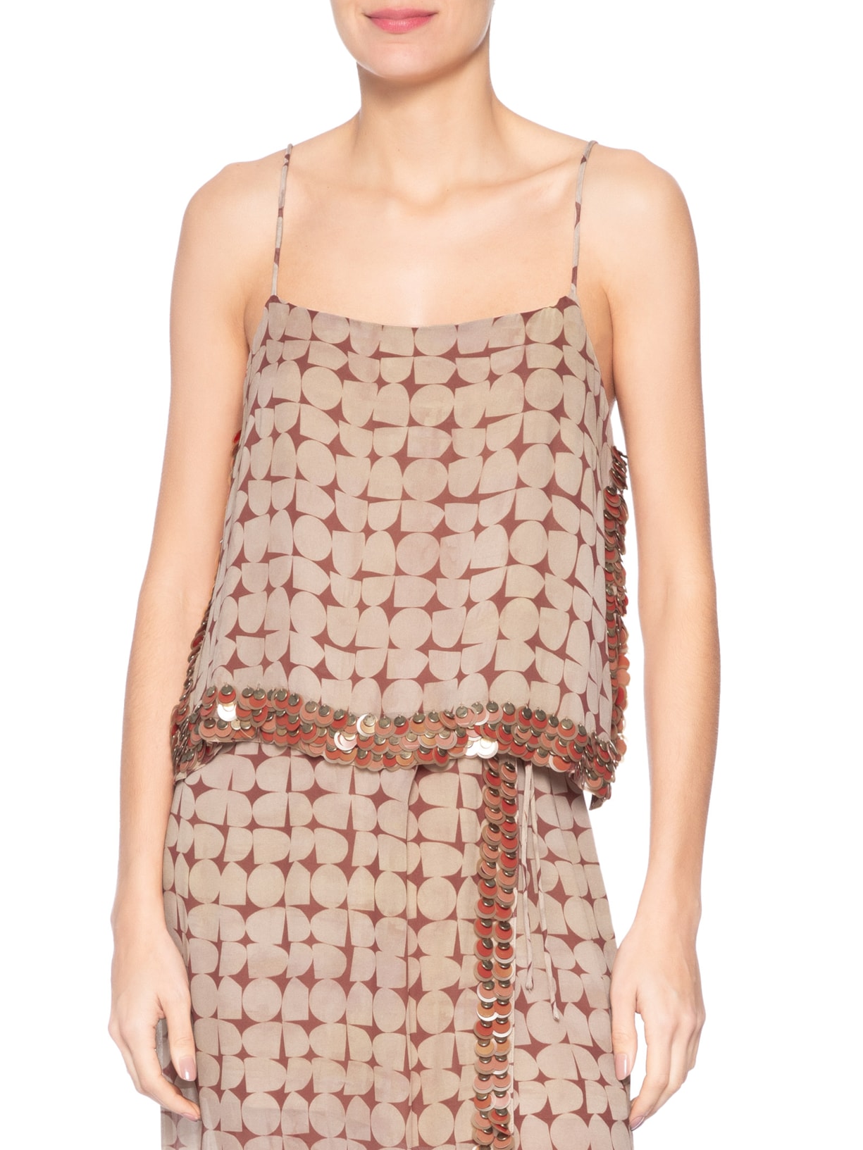 Top Com Barra Bordada Rosa Animale