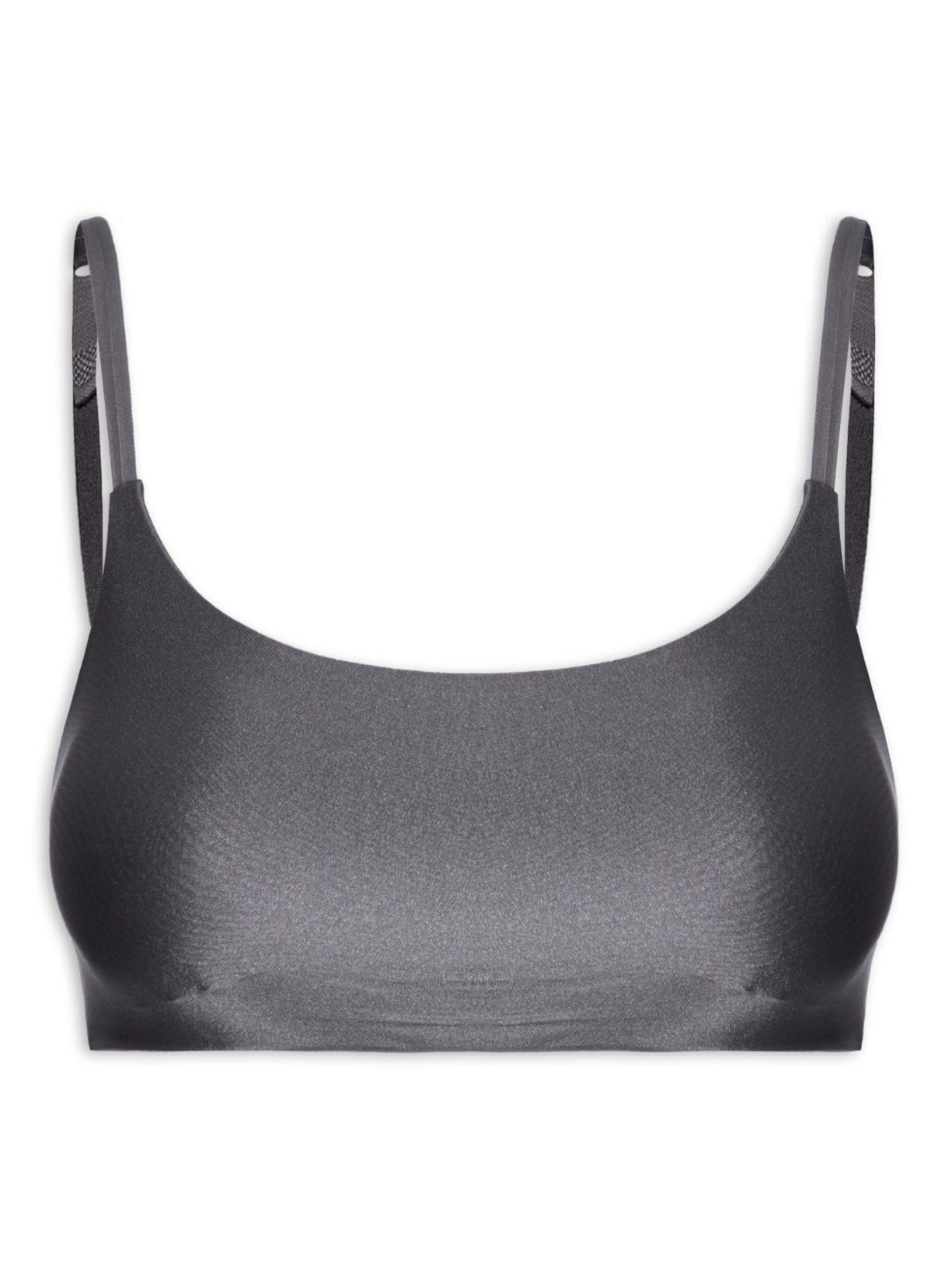 Top Com Bojo Removível Em Microfibra Acetinada - Cinza