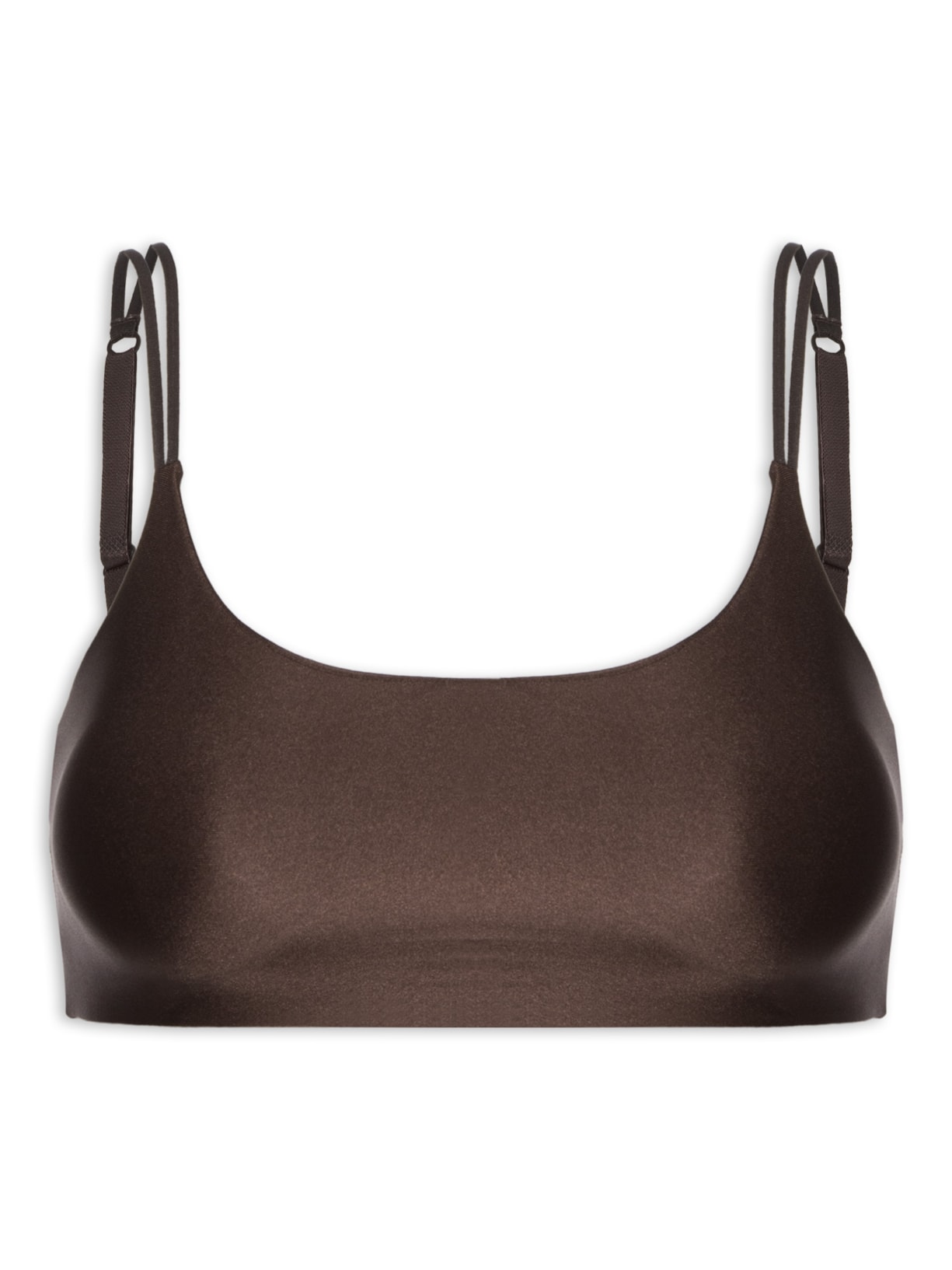 Top Com Bojo Removível Em Microfibra Acetinada - Marrom