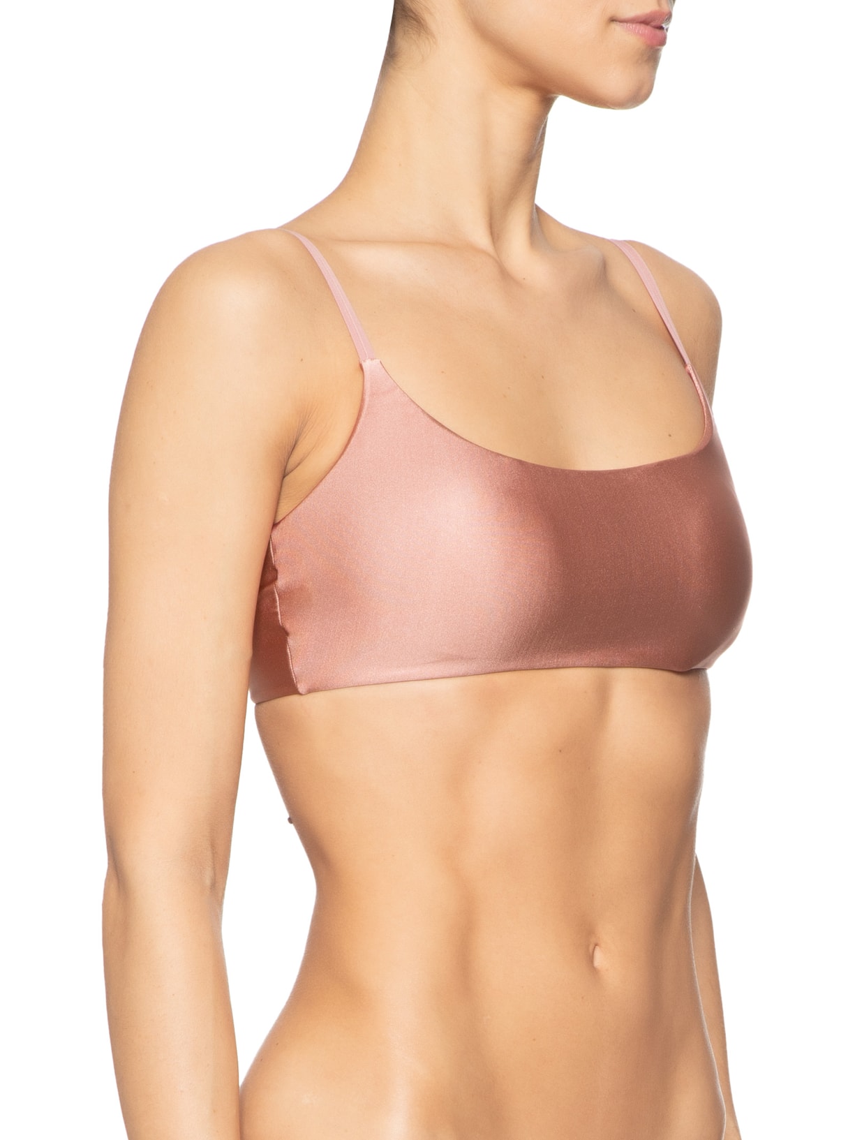 Top Com Bojo Removível Em Microfibra Acetinada Rosa Hope