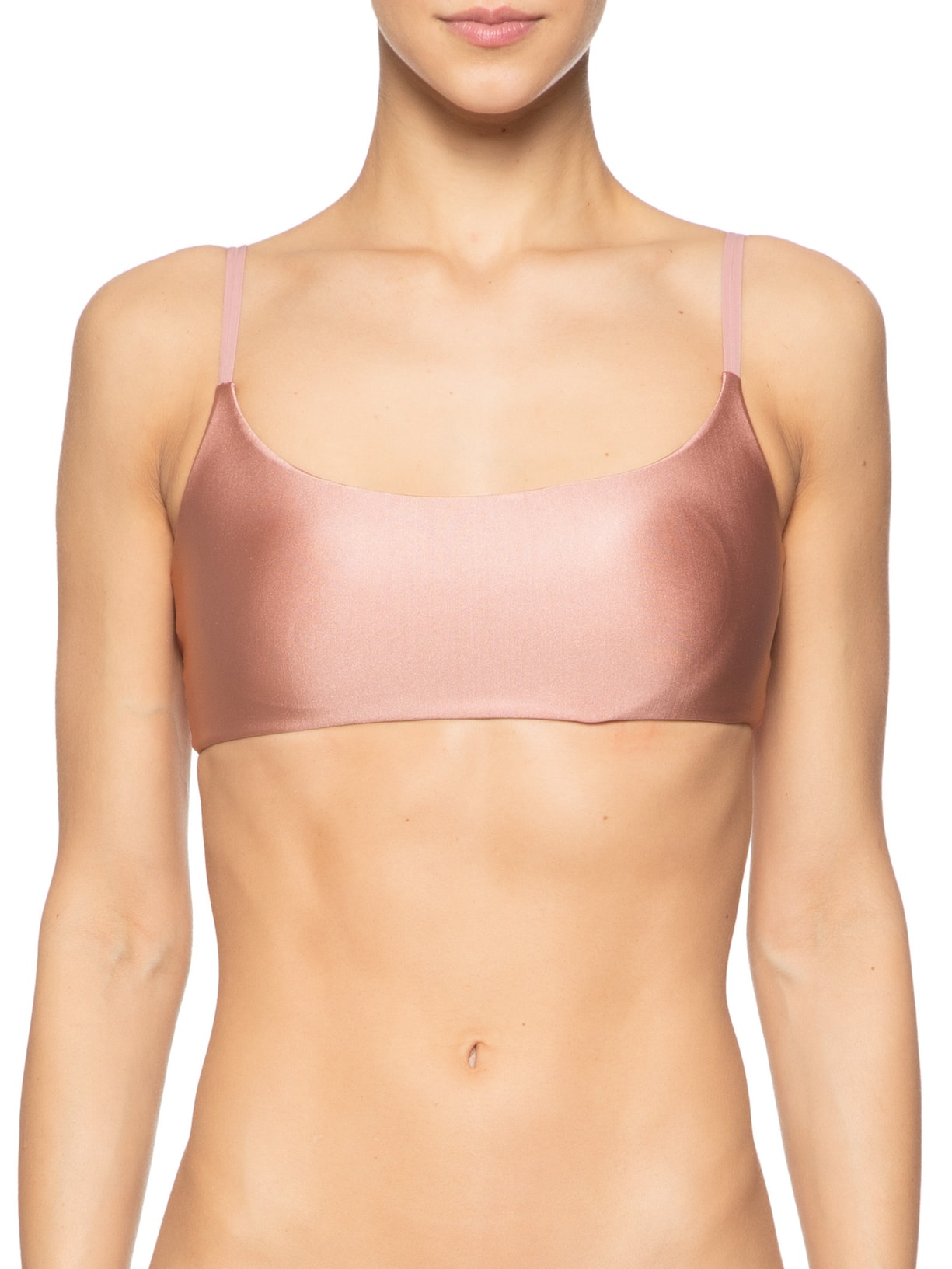 Top Com Bojo Removível Em Microfibra Acetinada Rosa Hope