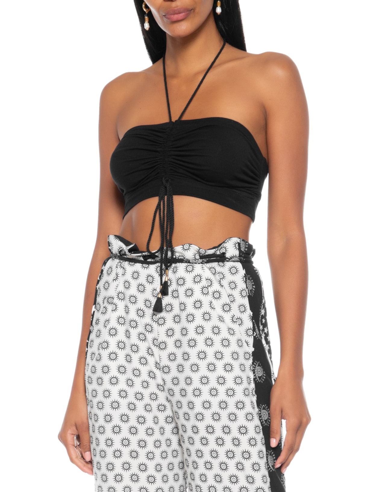 Top Com Cardarço Preto Dress To