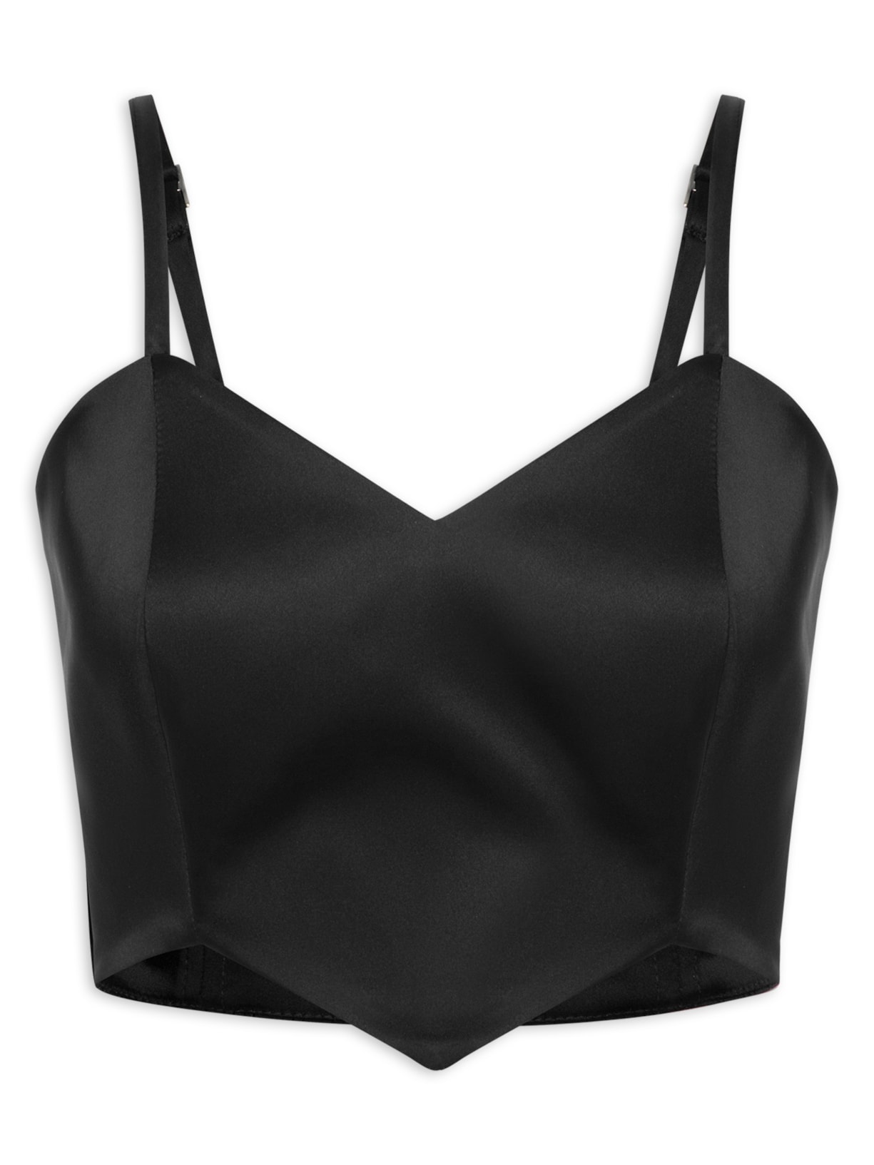 Top Com Recortes Geométricos E Pespontos - Preto