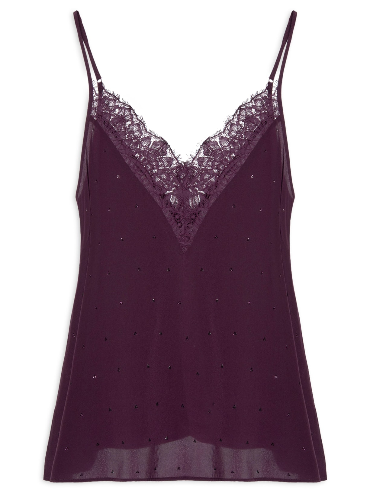 Top Com Renda E Strass - Roxo