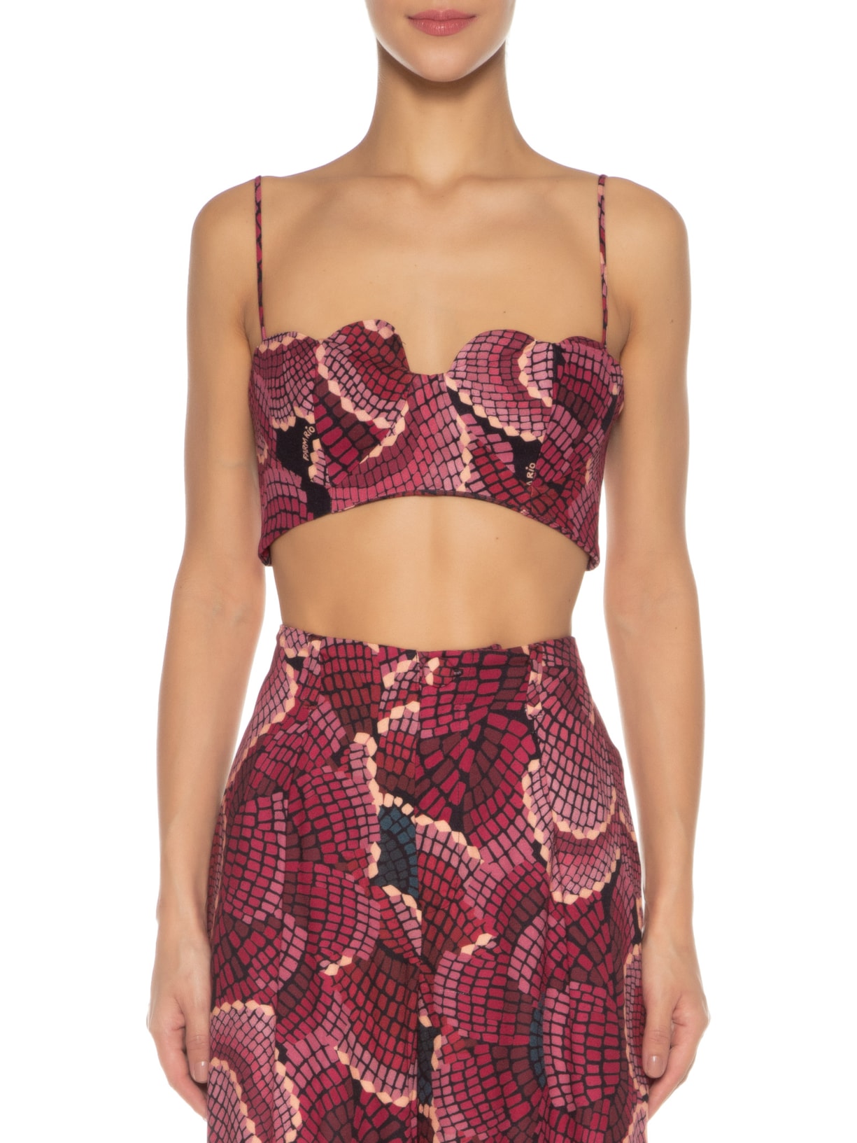 Top Coração Chita Nina Rosa Farm