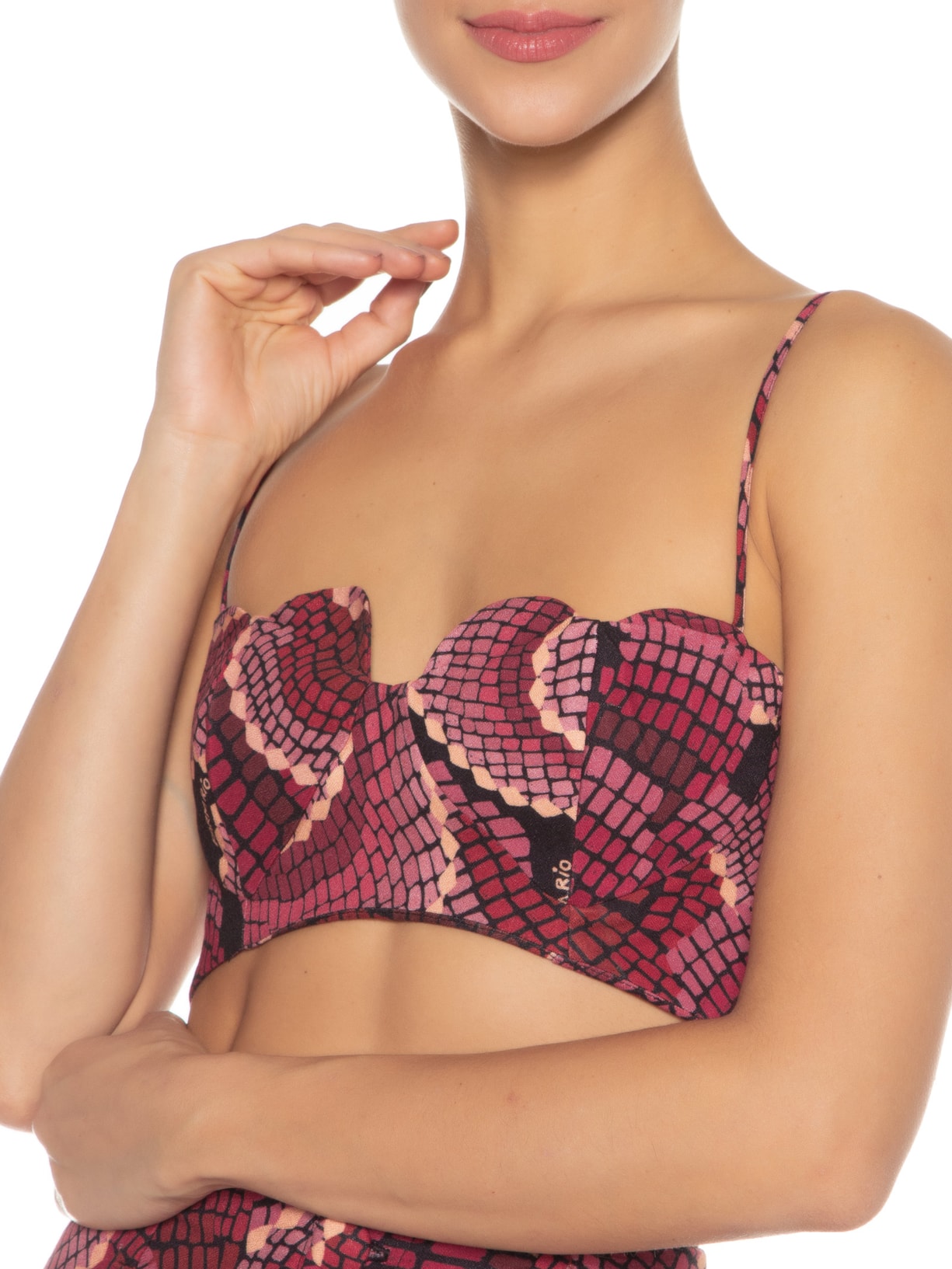 Top Coração Chita Nina Rosa Farm