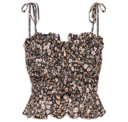 Top Corpo Franzido Liberty Onça - Preto