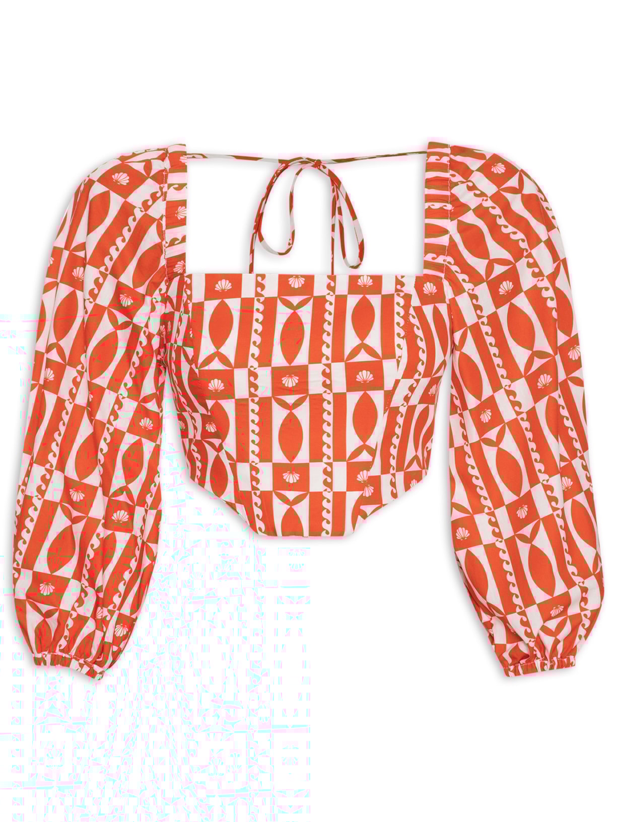 Top Corselet Estampa Beira Mar - Laranja