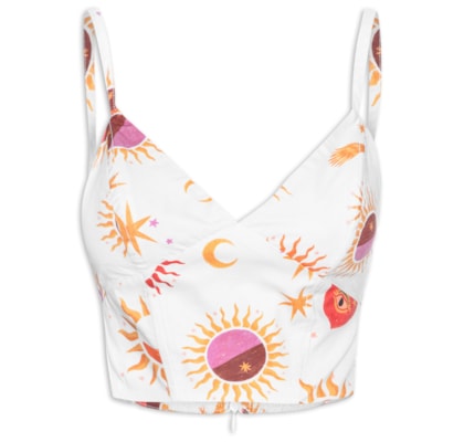 Top Corselet Estampa Cometa - Branco