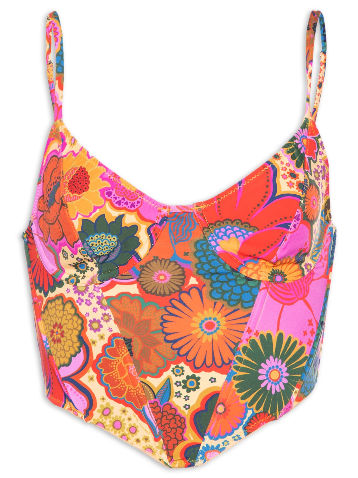 Top Corselet Jardim Retro - Rosa