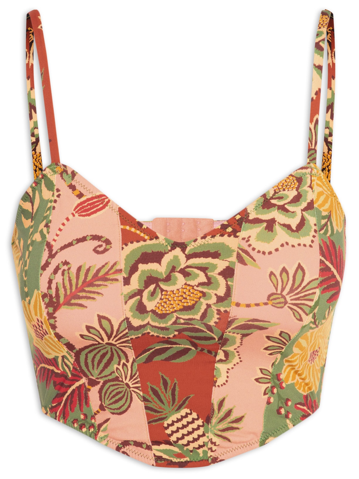 Top Corselet Patch Jardim De Inverno Rosa Farm