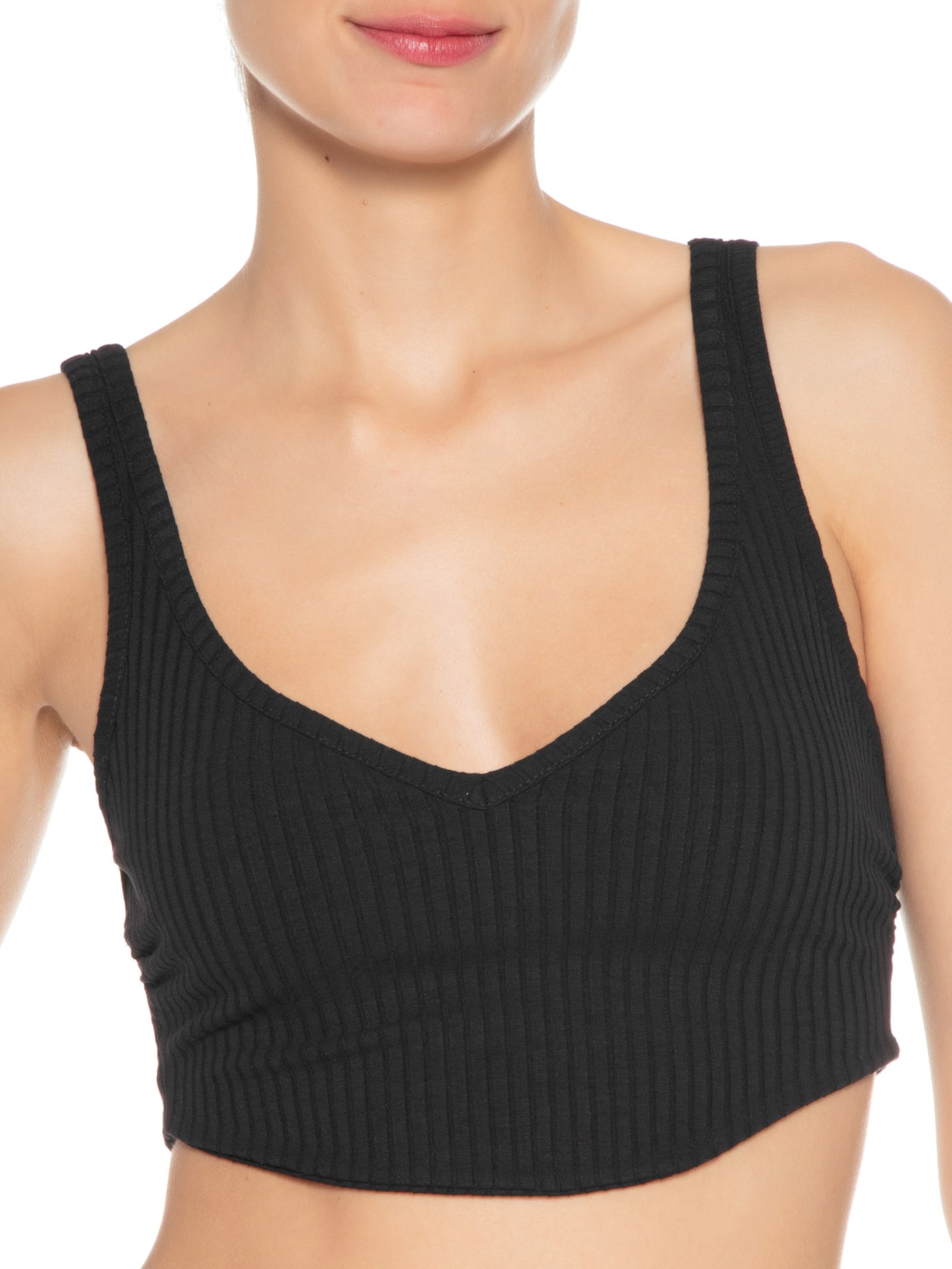 Top Corselet Rib Preto Farm