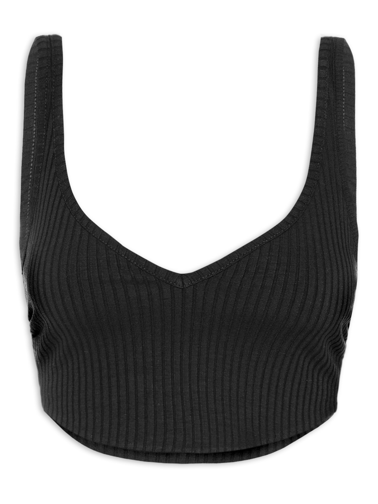 Top Corselet Rib Preto Farm