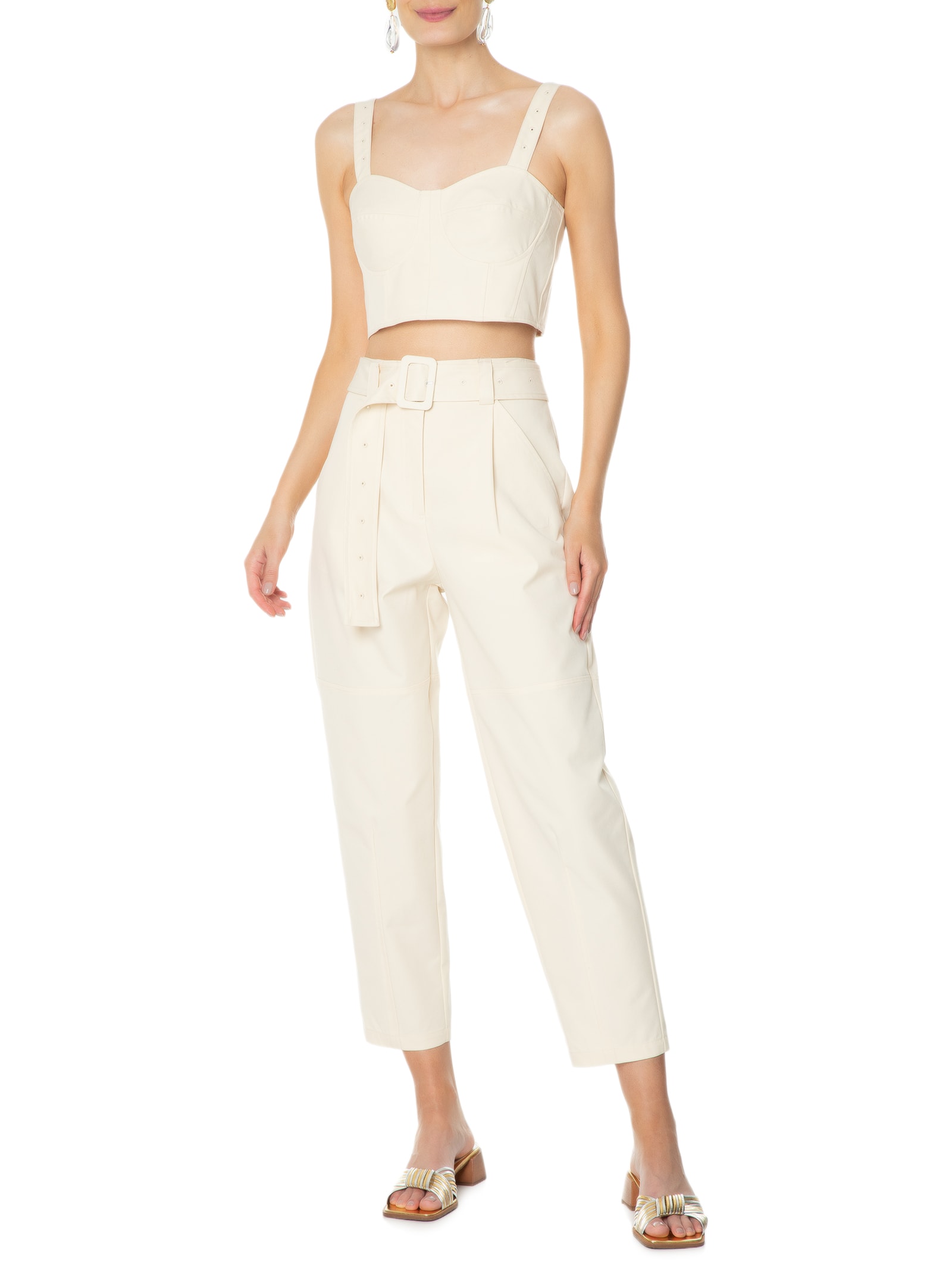 Animale - Top Corset Com Alça Bordada - Bege