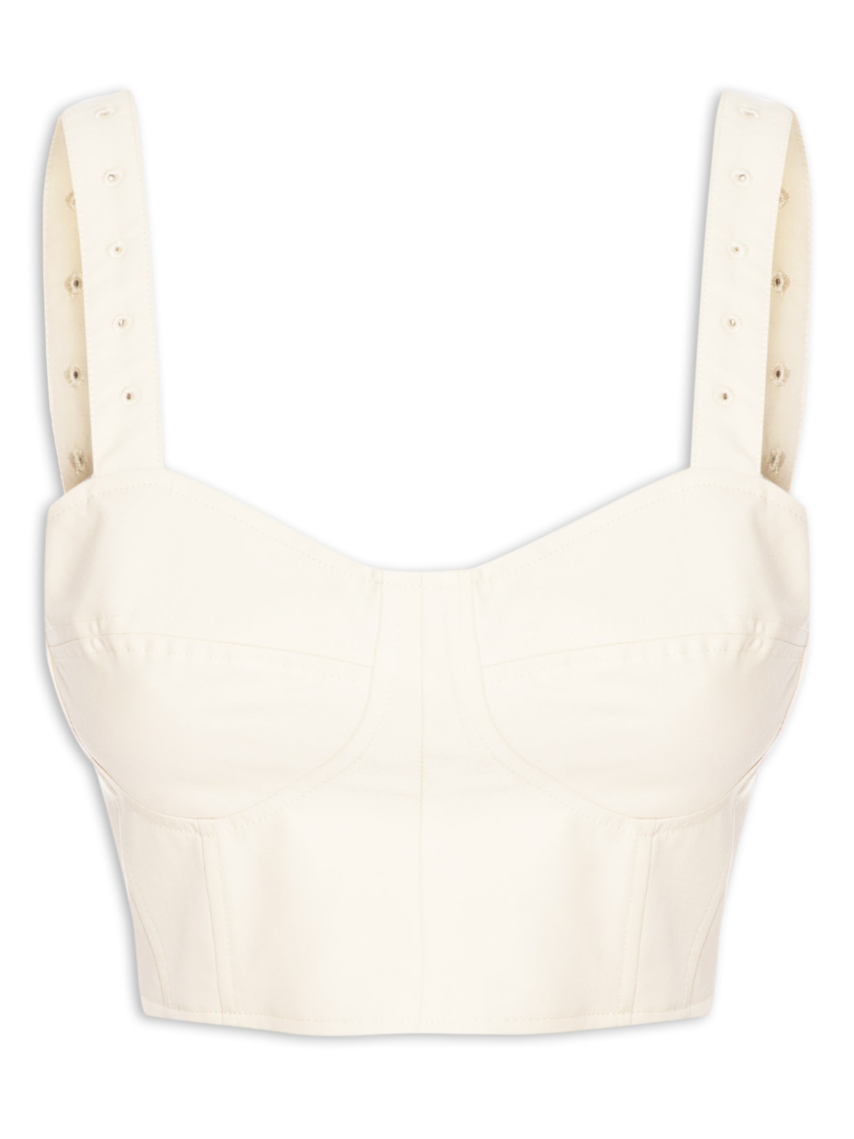 Top Corset Com Alça Bordada - Bege