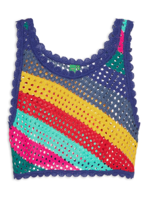 Top Crochê Listra Amanda - Azul