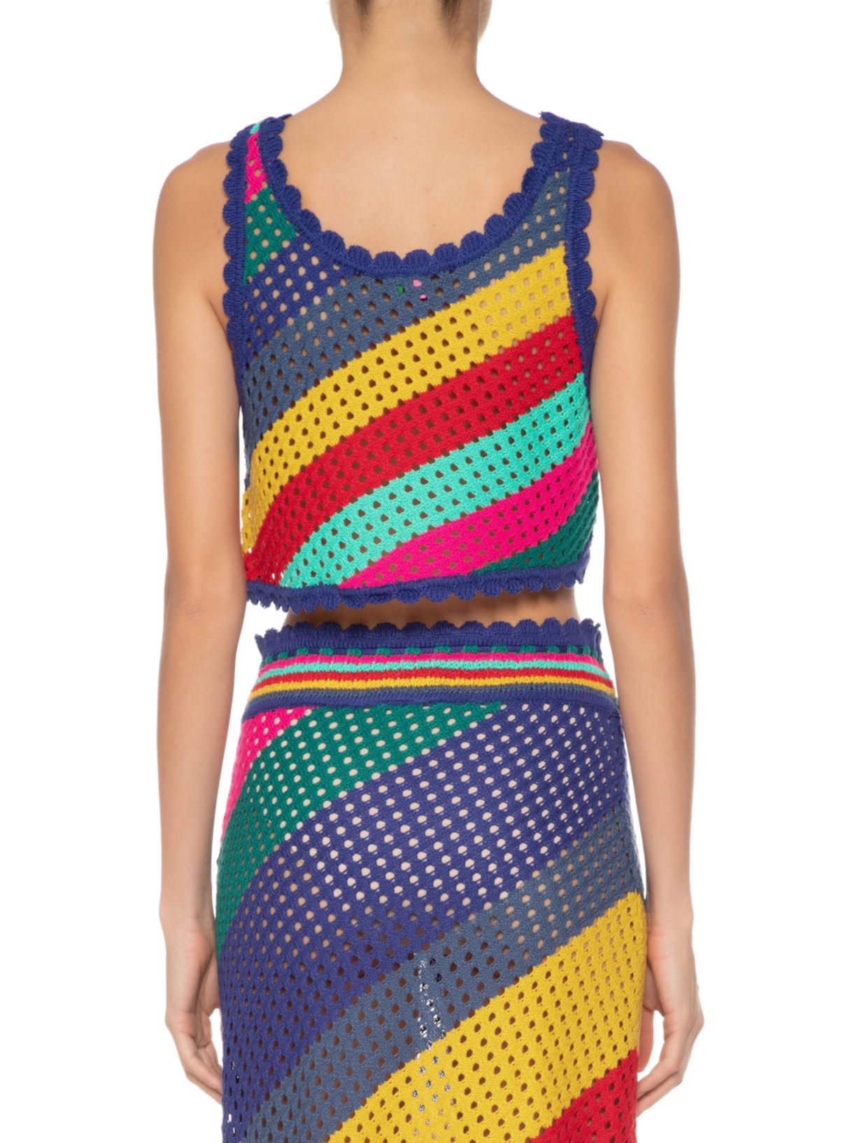 Top Crochê Listra Amanda Azul Farm