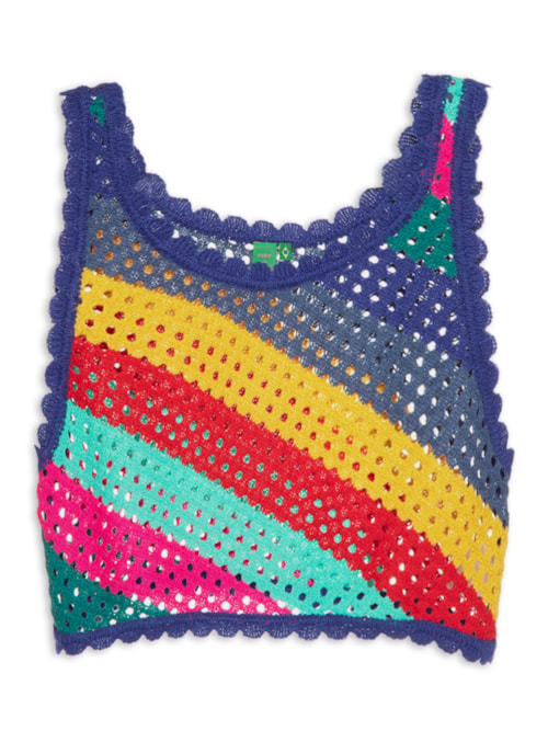 Top Crochê Listra Amanda - Azul