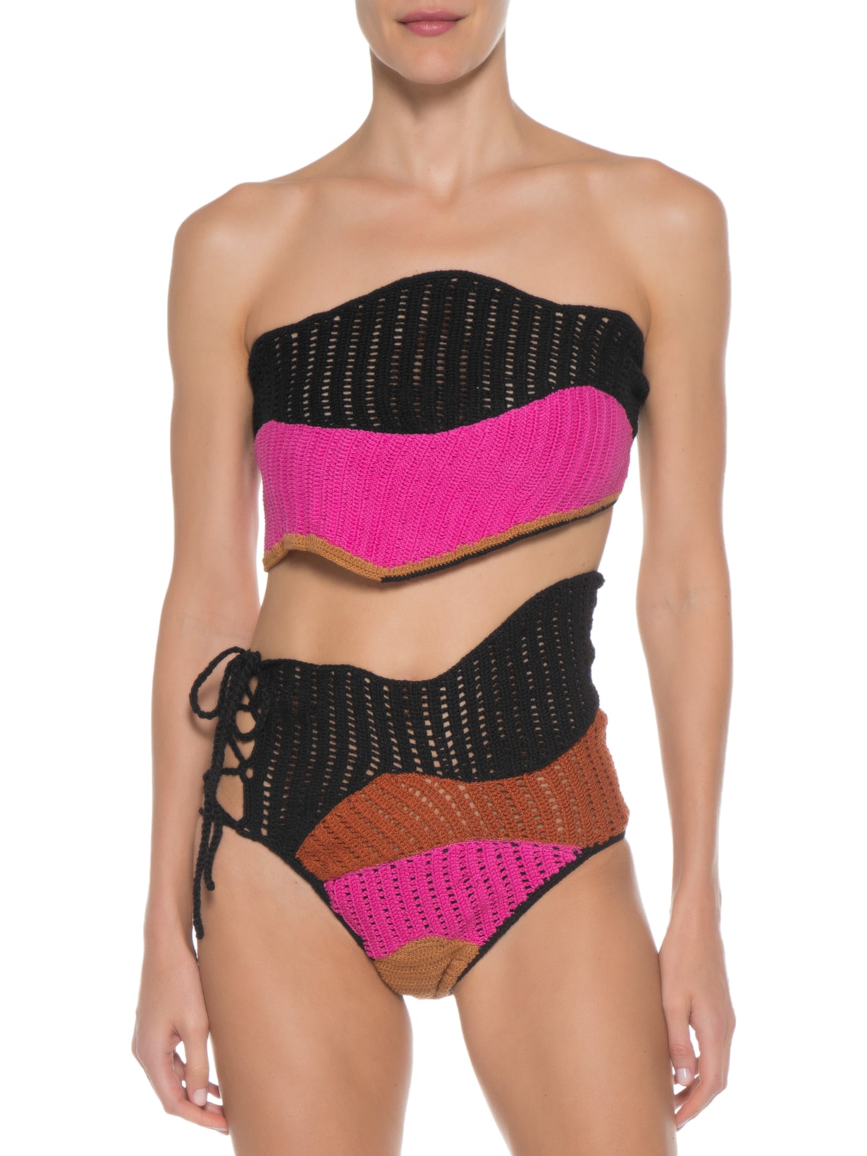 Top Crochet Ondas Preto Sau