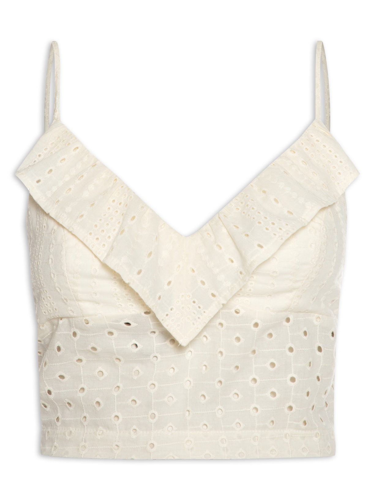 Top Cropped Alcinha Mix Laise - Off White