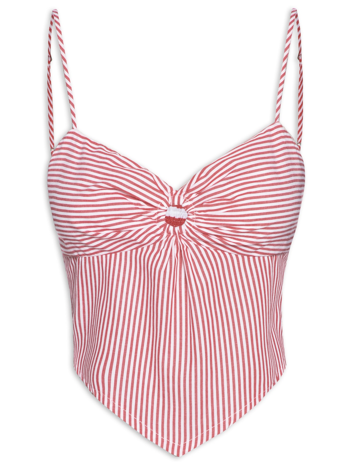 Top Cropped Bandana Listrado - Vermelho