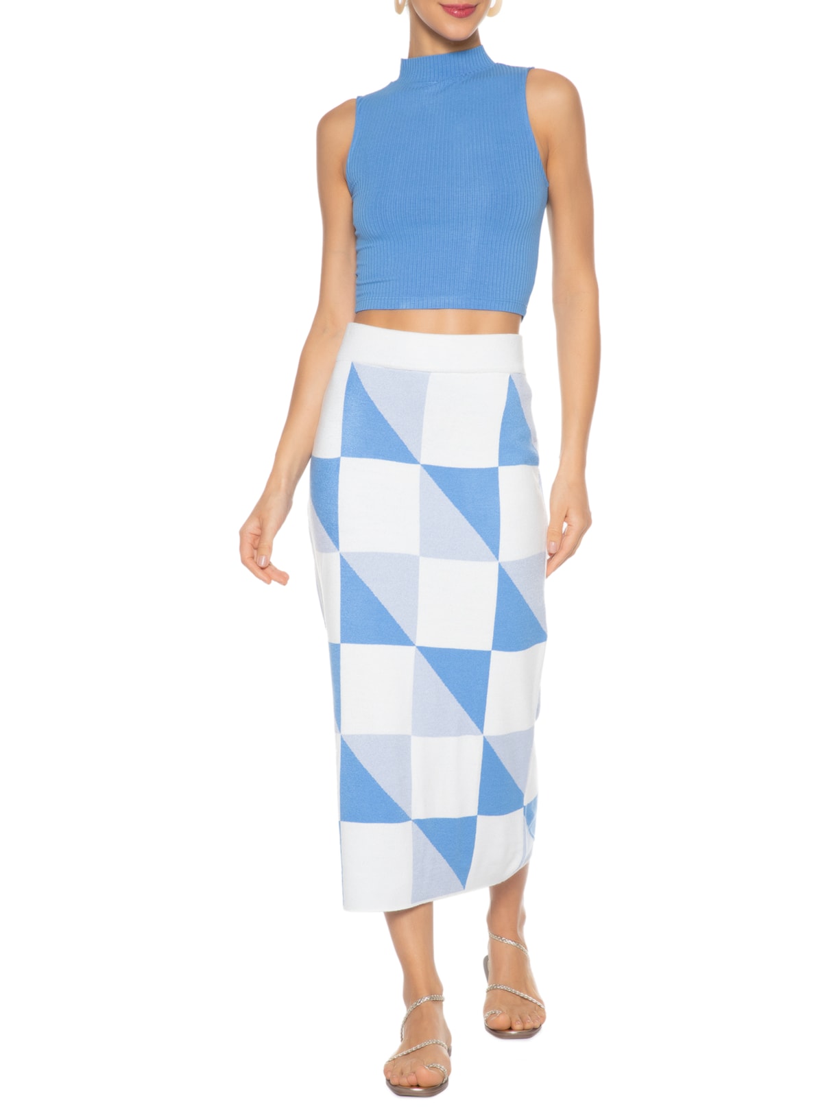 Top Cropped Básico Azul Dress To