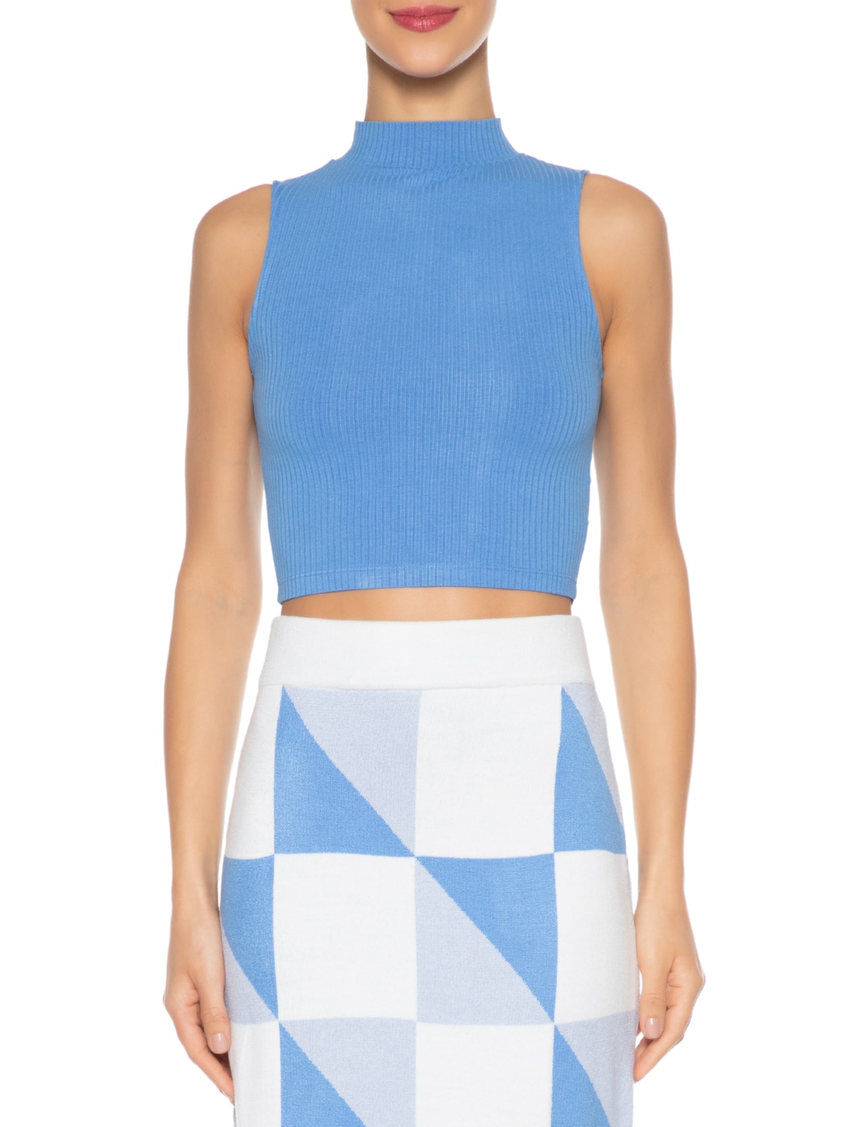 Top Cropped Básico Azul Dress To