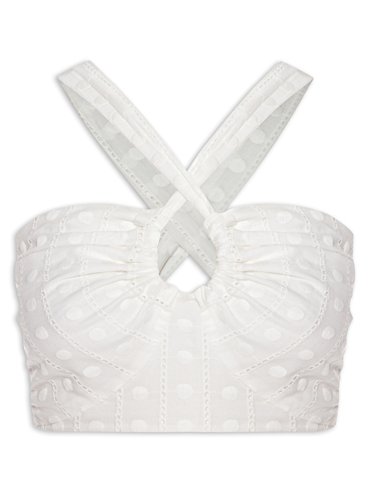 Top Cropped Bordado Amorgos - Branco