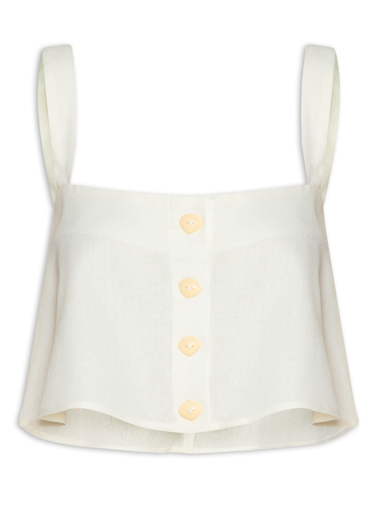 Top Cropped Botão Concha - Off White