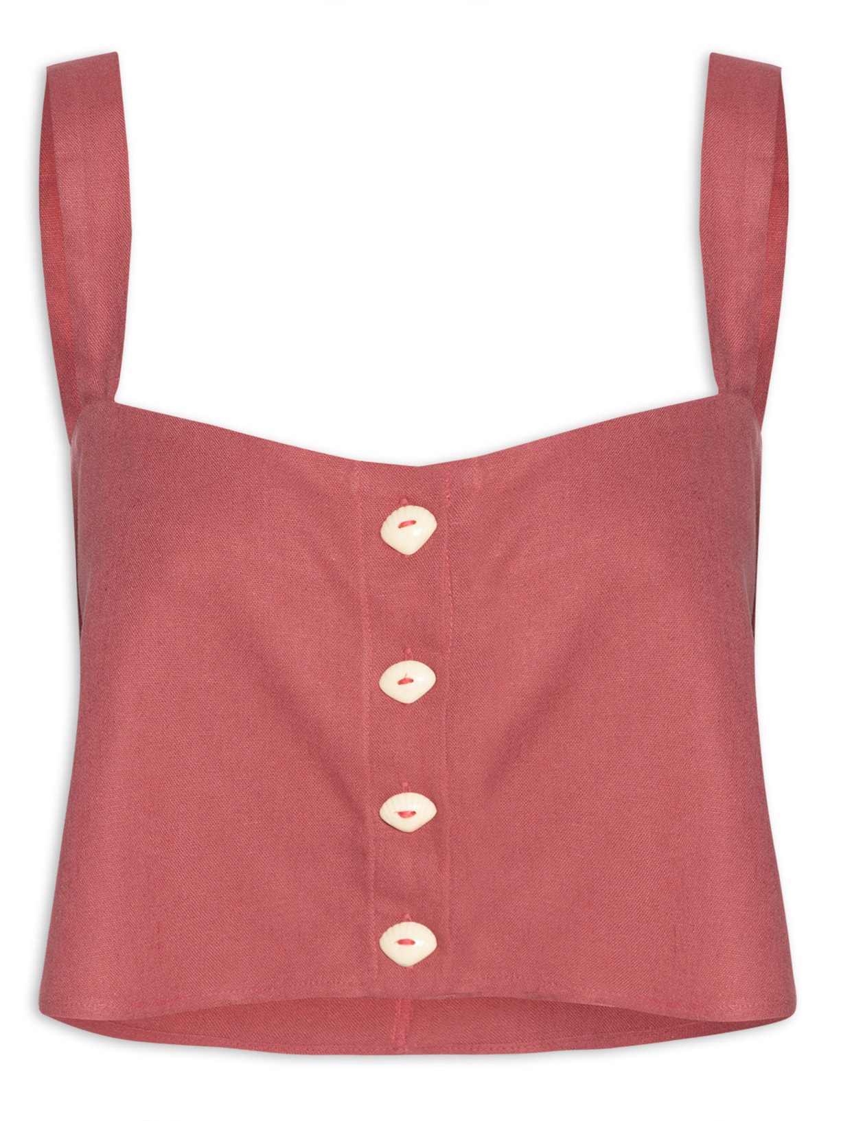 Top Cropped Botão Concha - Rosa