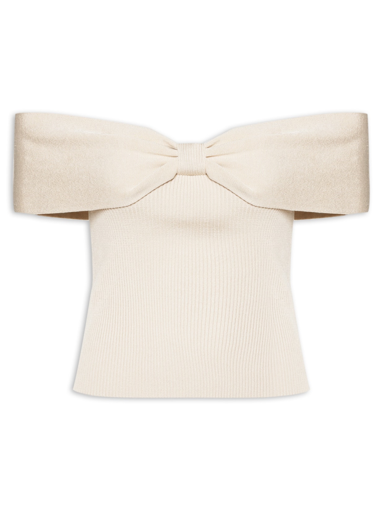 Top Cropped Bow Tricot - Bege