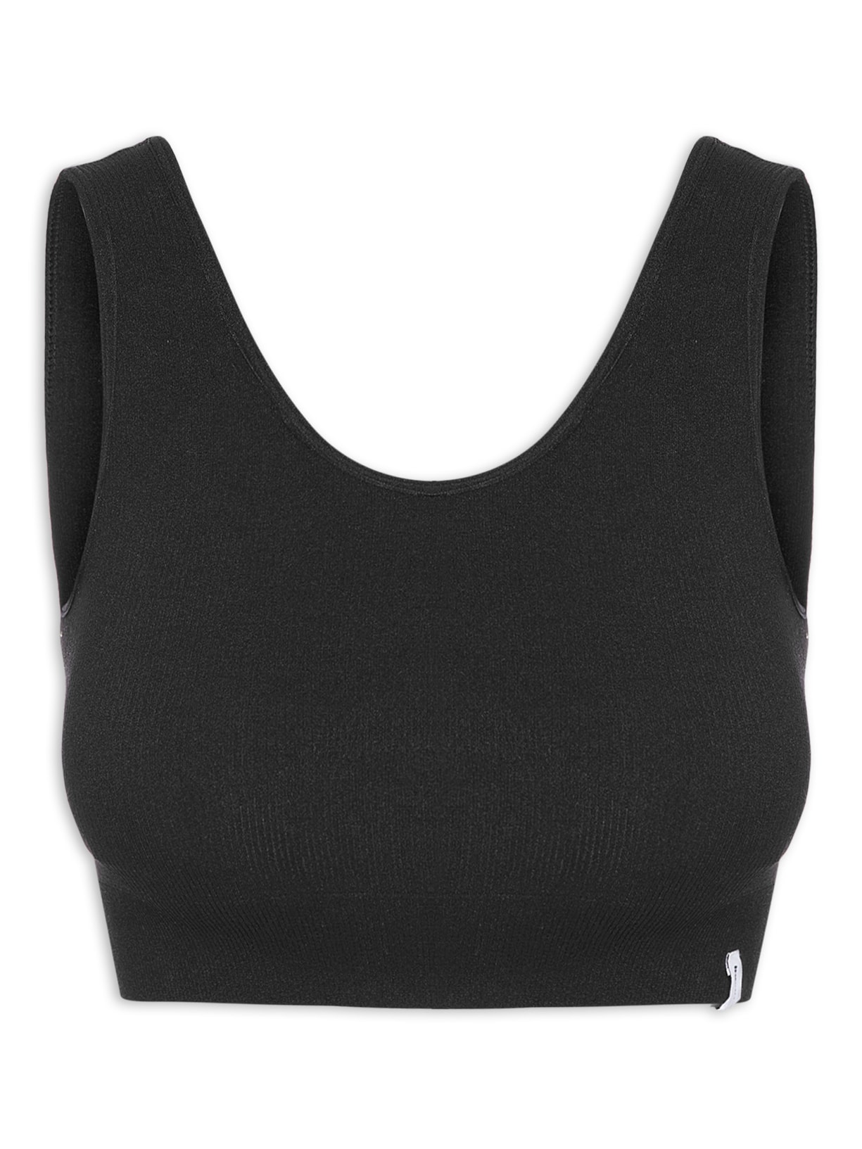 Top Cropped Canelado Decote Redondo - Preto