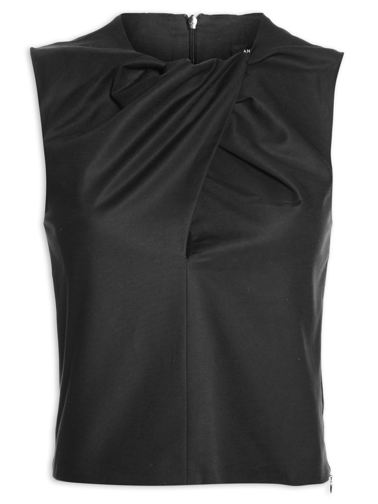 Top Cropped Decote Transpasado - Preto