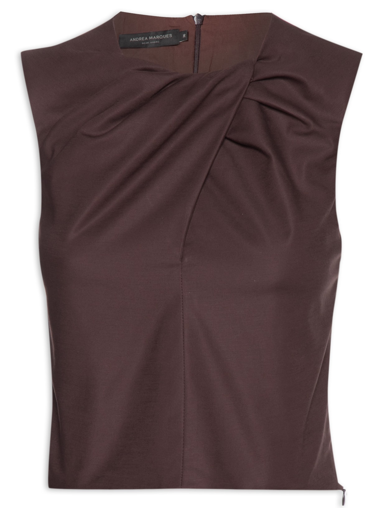 Top Cropped Decote Transpassado - Marrom