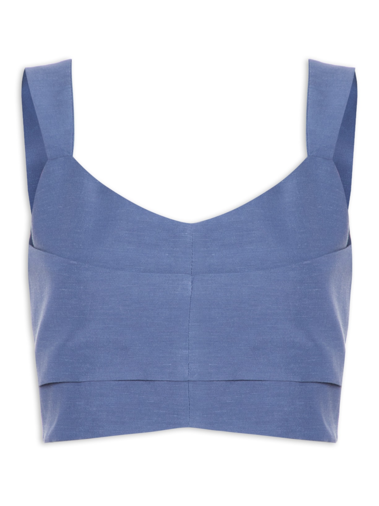 Top Cropped Decote V - Azul