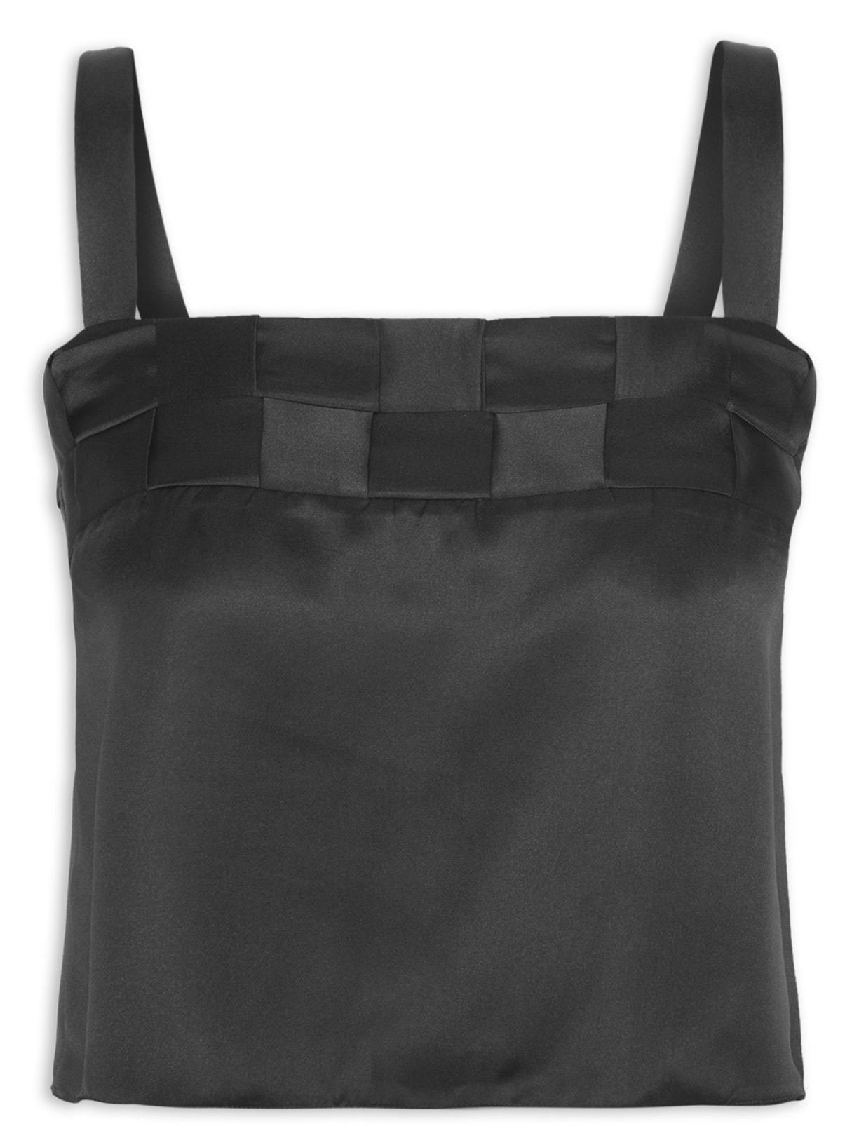 Top Cropped Em Seda Pura - Preto