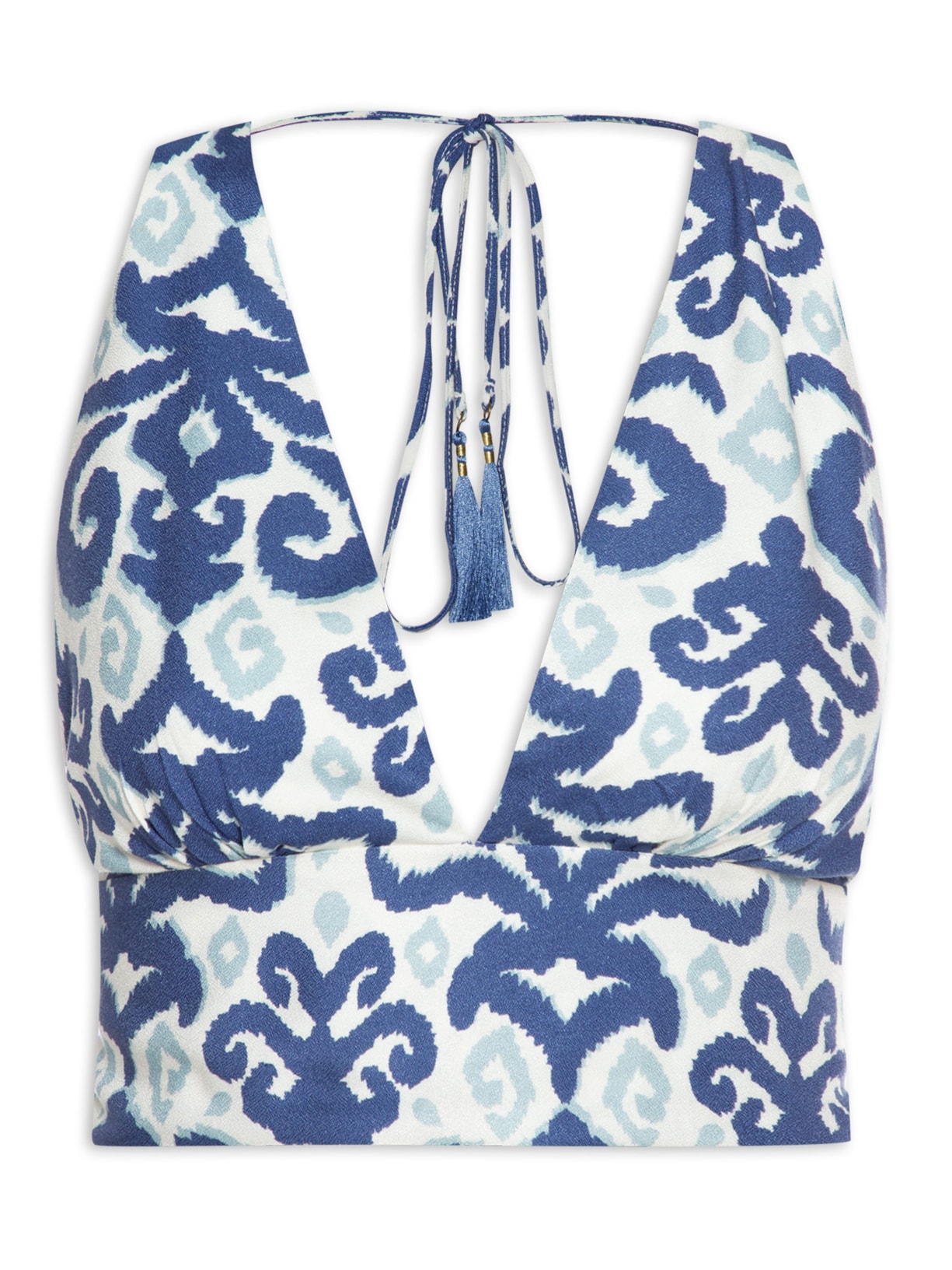 Top Cropped Estampa Enseada - Azul