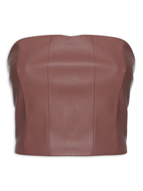 Top Cropped Faixa - Marrom