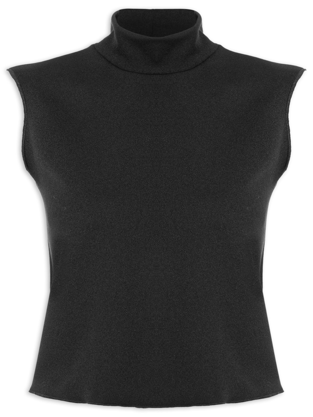 Top Cropped Gola Alta Textura Preto Osklen