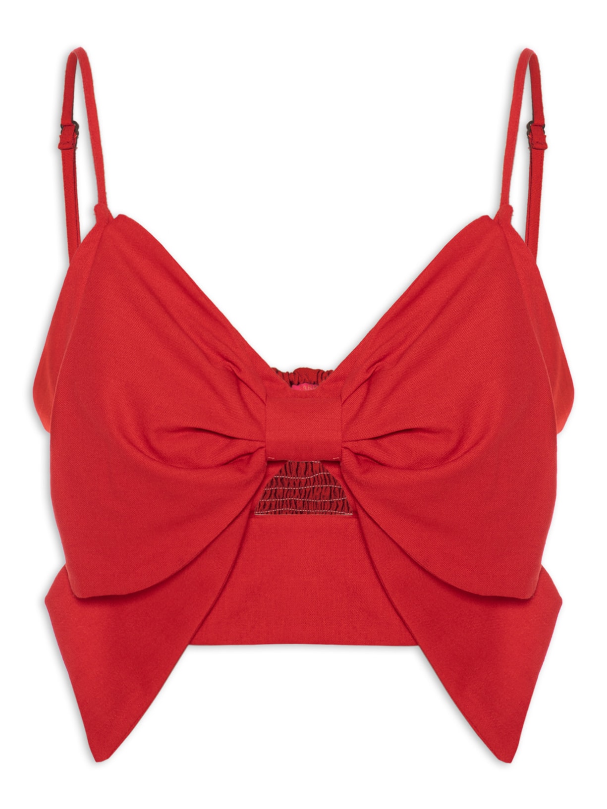 Top Cropped Laço Frente - Vermelho