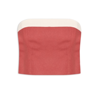 Top Cropped Linho - Vermelho