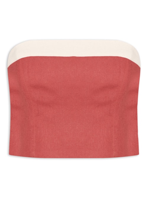 Top Cropped Linho - Vermelho