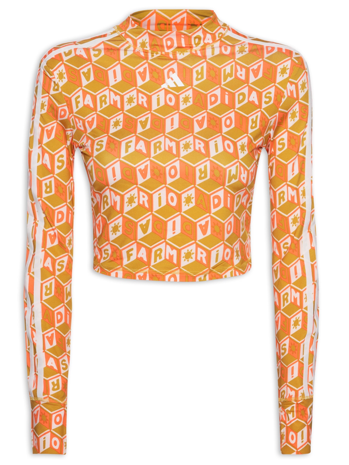 Top Cropped Manga Longa Adidas Farm Laranja